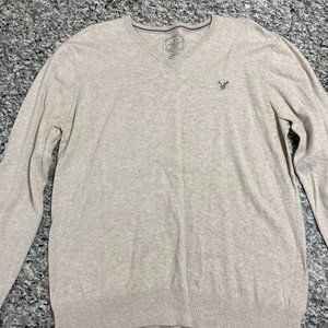 Large Tan American Eagle V Neck Sweater